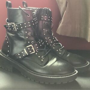 Forever 21 Black Studded Combat Boots